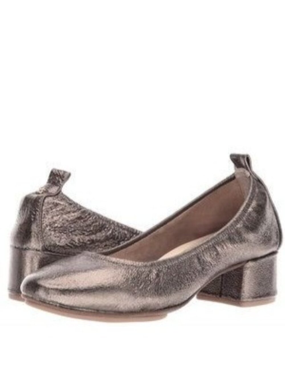 Yosi Samra Nadia Pumps Block Heel NWOT Pewter Sz 7 Metallic Business Casual Heel